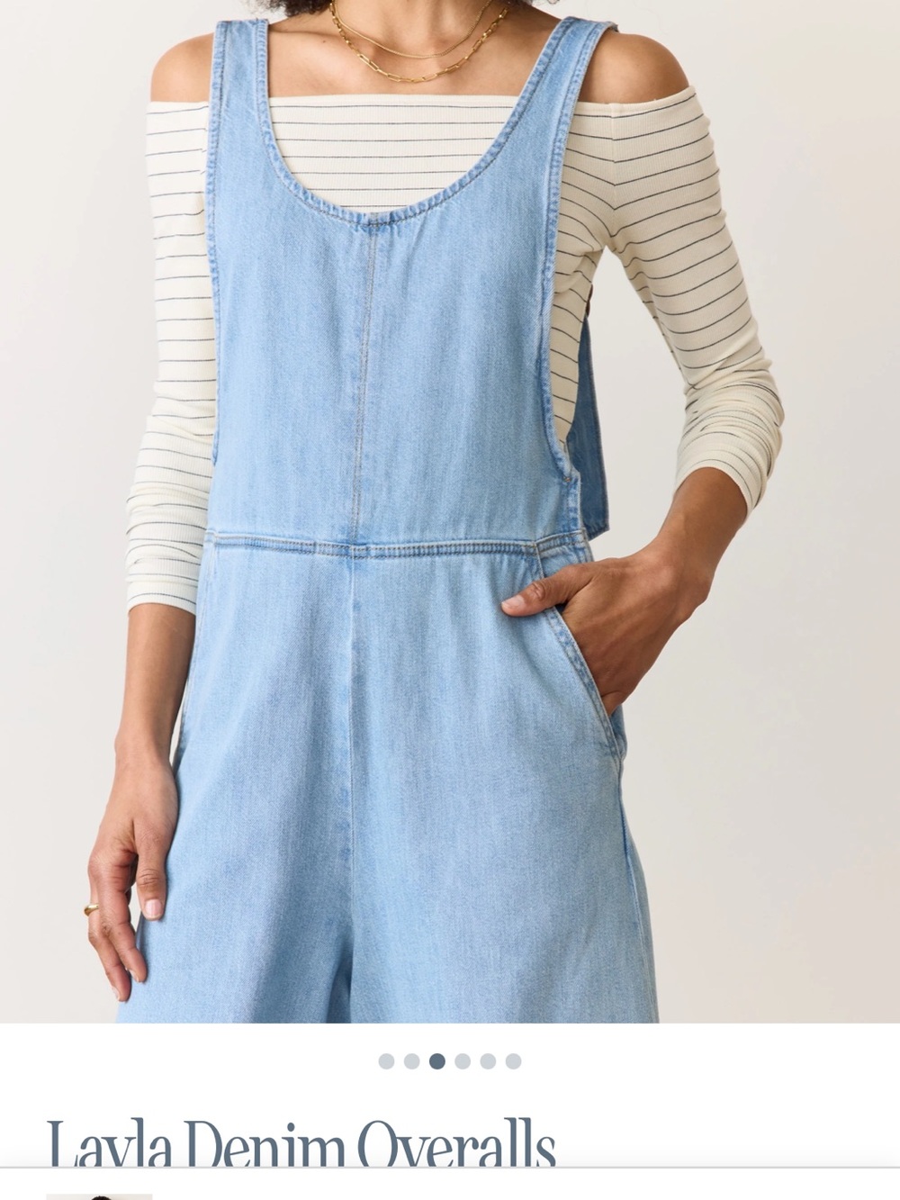 Layla denim overalls: Marine Layer Light Blue Wide-Leg Denim Overalls - Picture 2 of 7
